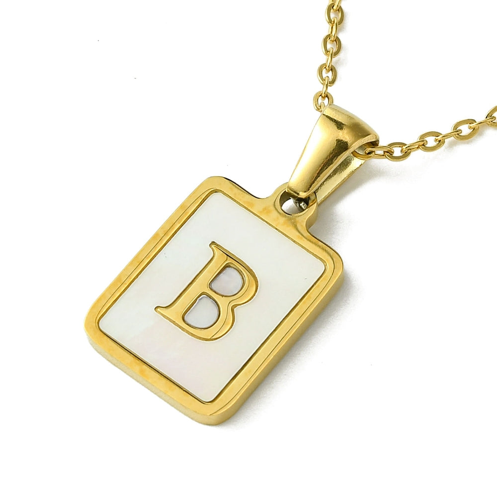INITIAL NECKLACE WITH MOTHER OF PEARL INLAY – 16" CHAIN