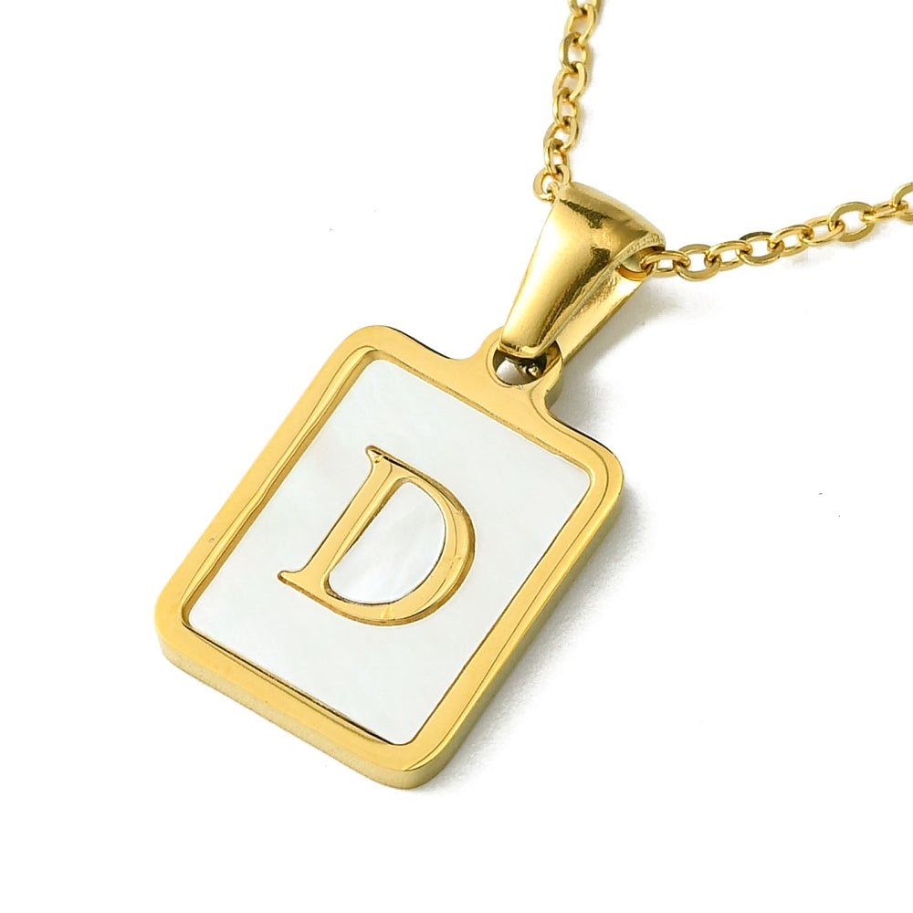 INITIAL NECKLACE WITH MOTHER OF PEARL INLAY – 16" CHAIN