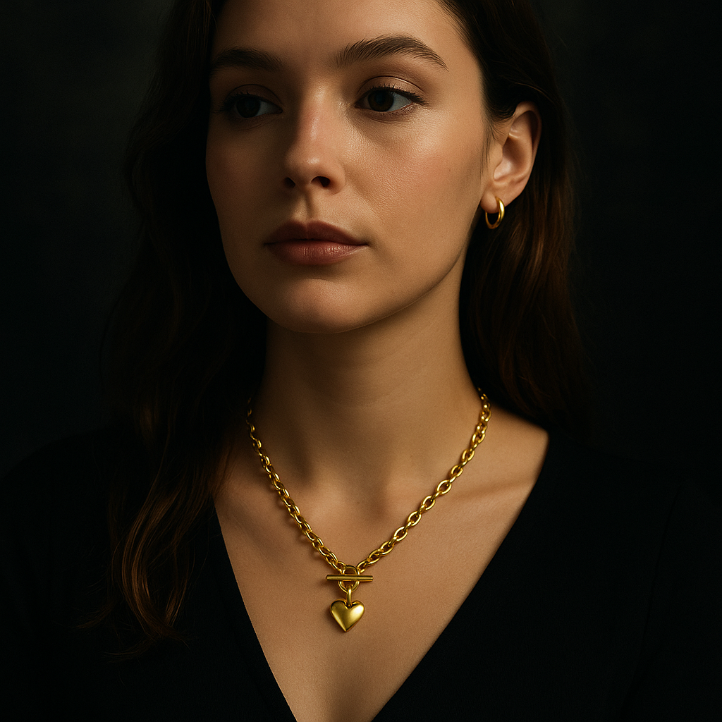 LOVE LOCKED GOLD HEART NECKLACE