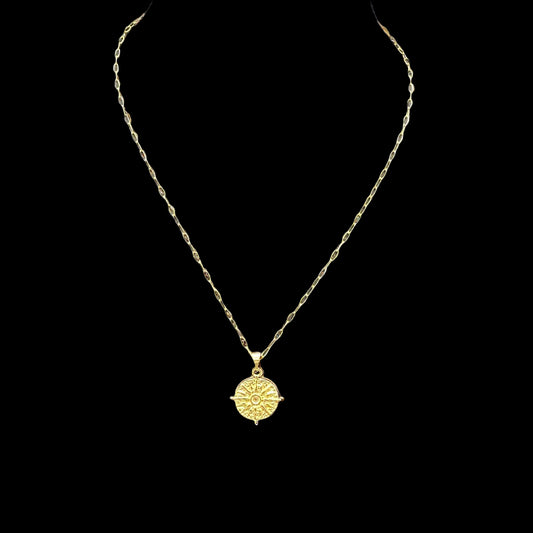 GOLDEN SOLAR MEDALLION NECKLACE