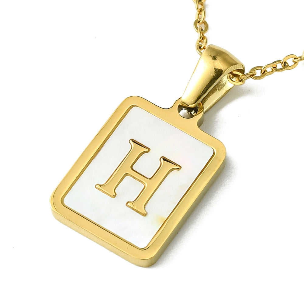 INITIAL NECKLACE WITH MOTHER OF PEARL INLAY – 16" CHAIN