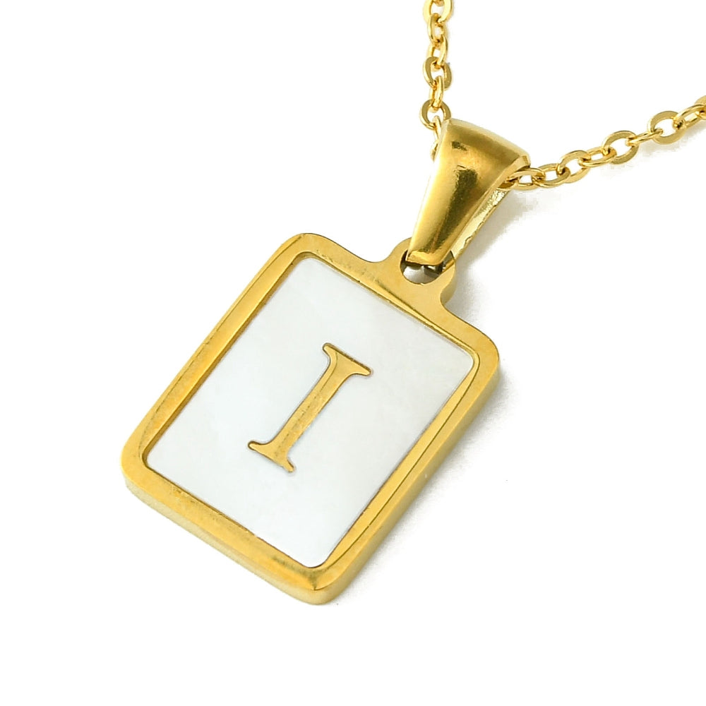 INITIAL NECKLACE WITH MOTHER OF PEARL INLAY – 16" CHAIN