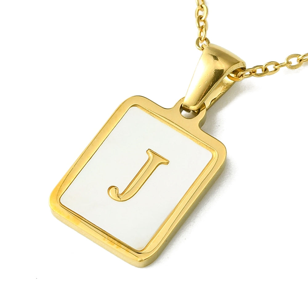 INITIAL NECKLACE WITH MOTHER OF PEARL INLAY – 16" CHAIN