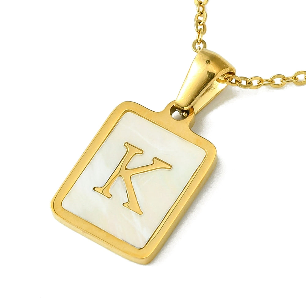 INITIAL NECKLACE WITH MOTHER OF PEARL INLAY – 16" CHAIN