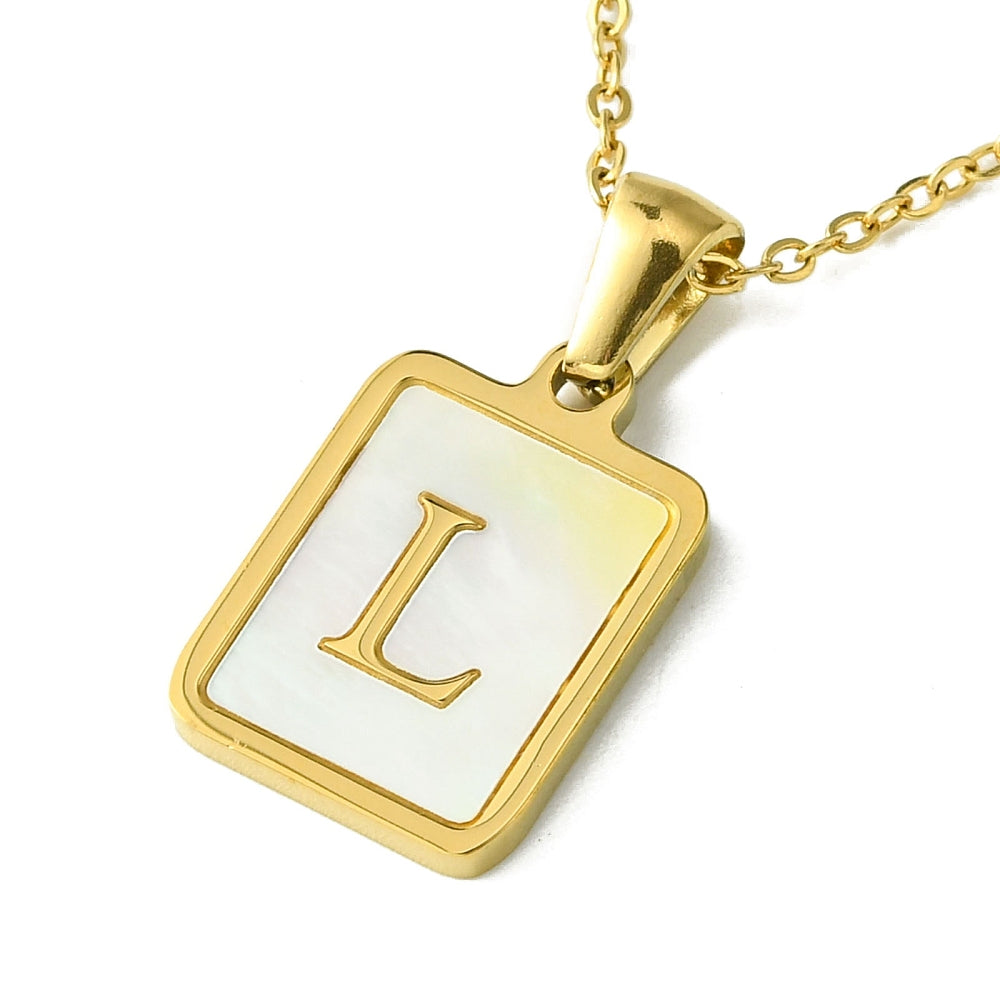 INITIAL NECKLACE WITH MOTHER OF PEARL INLAY – 16" CHAIN