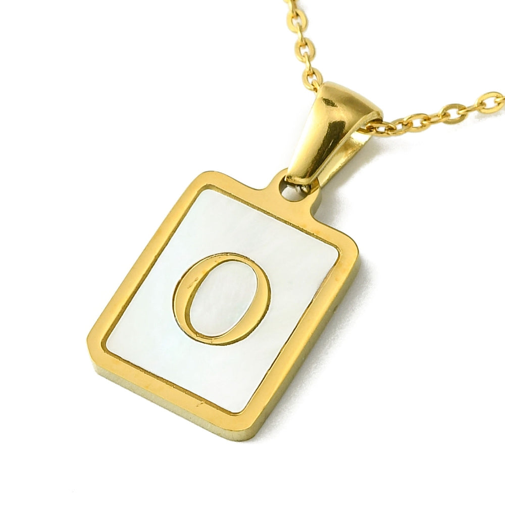 INITIAL NECKLACE WITH MOTHER OF PEARL INLAY – 16" CHAIN