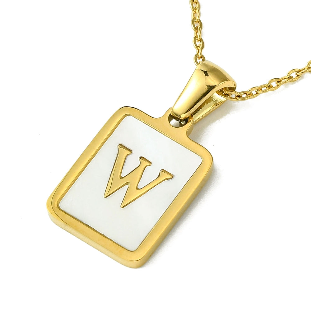 INITIAL NECKLACE WITH MOTHER OF PEARL INLAY – 16" CHAIN